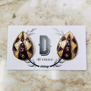 Vintage Gold and Purple Earrings